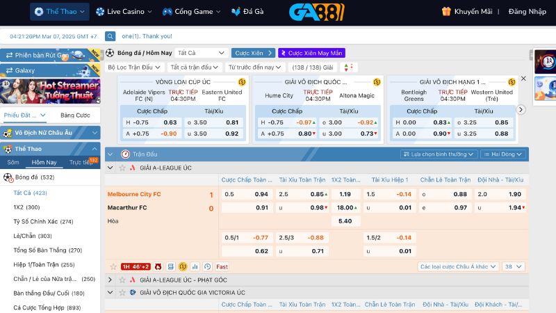 Thể thao 88VN đa dạng các bộ môn