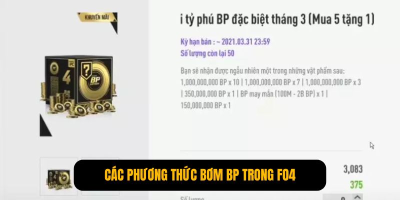 Các phương thức bơm BP trong FO4